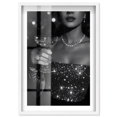 Décoration murale «Dazzling Cheers Shadowbox» par Notoriart, cadre blanc, 30 x 45