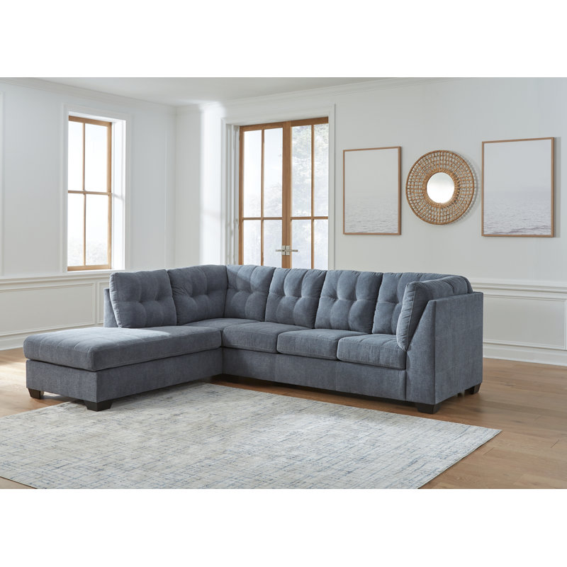 Marleton 2-Piece Sectional with Chaise, Blue Polyester, Left Hand Facing