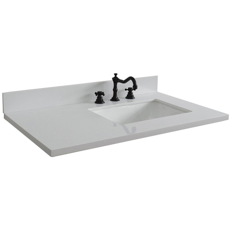 Bellaterra Home 37.00'' Stone Single Vanity Top with Sink and 3 Faucet ...