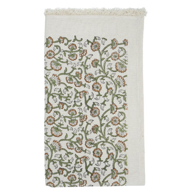 Essuie-mains à motif floral gaufré à la main en coton imprimé à la main - Qualité supérieure pour votre salle de bain, himachal, brun