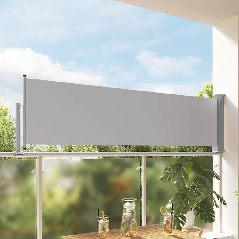 vidaXL Patio Retractable Side Awning 31.5"x118.1" Gray, Gray, 31.5" H x 118.1" W