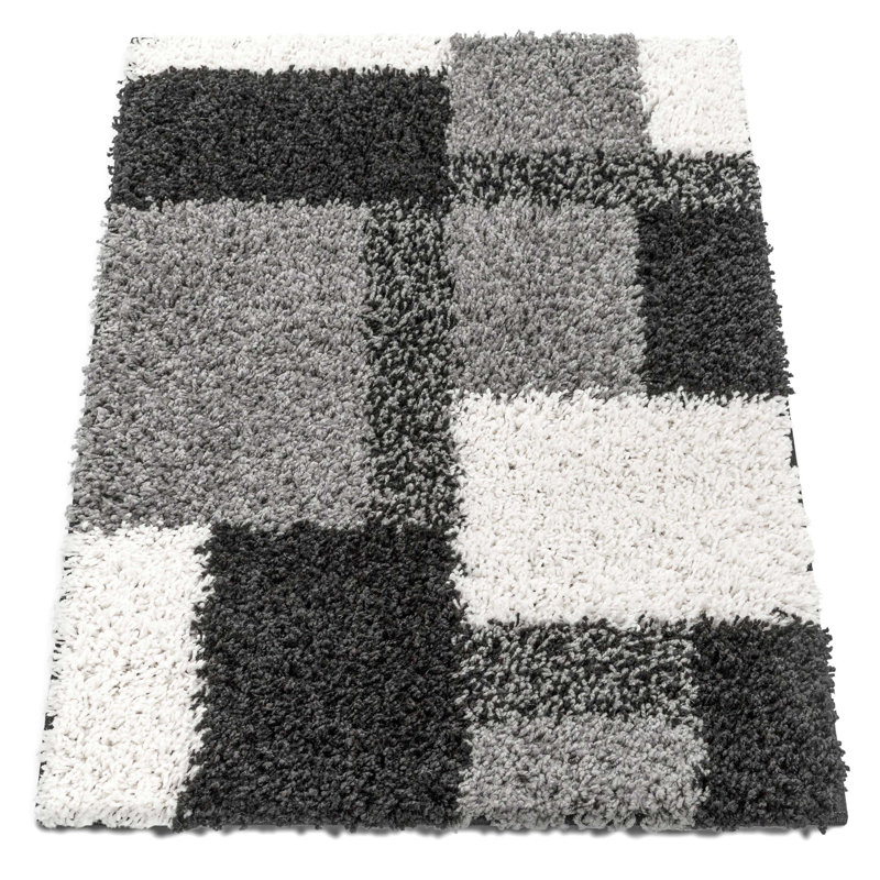 Tapis noir à motif géométrique Marci, Rectangle 7 pi 10 po x 9 pi 10 po