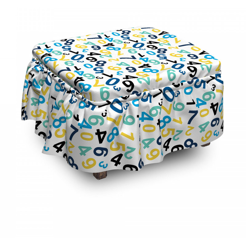 Ensemble de housse pour repose-pieds à coussins carrés 2 pièces number math design