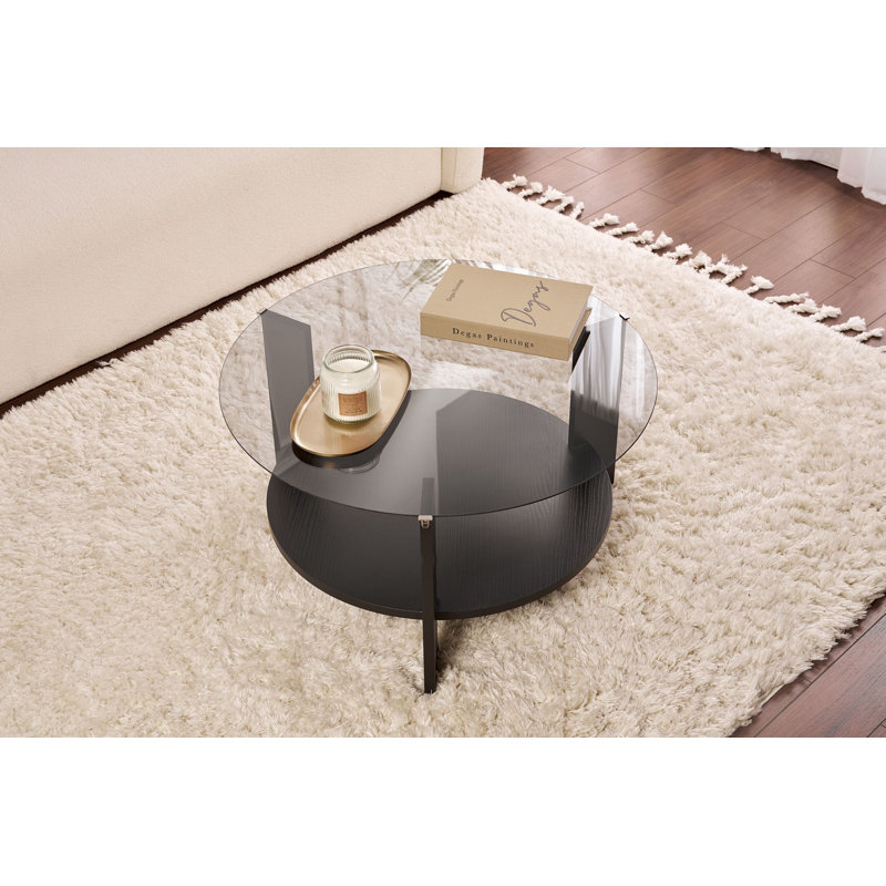 Table basse moderne avec plateau 100% verre trempé, 29,5 po x 15,7 po x 29,5 po | Structure durable en panneau de particules enduit 100% mélamine, épaisseur: 0,7 pouce | Conception élégante, parfaite pour le salon et les espaces contemporains, capaci