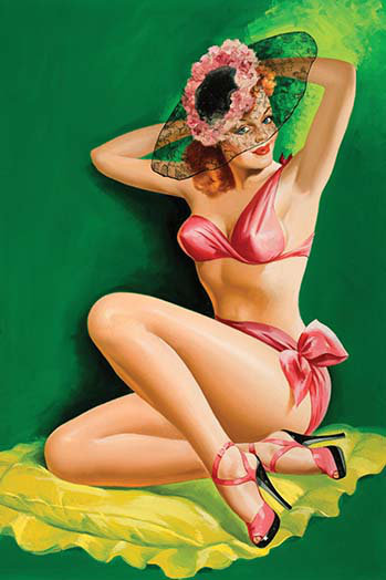 Pinup magazine avec chapeau-impression d’art graphique, H 36 po x l 24 po