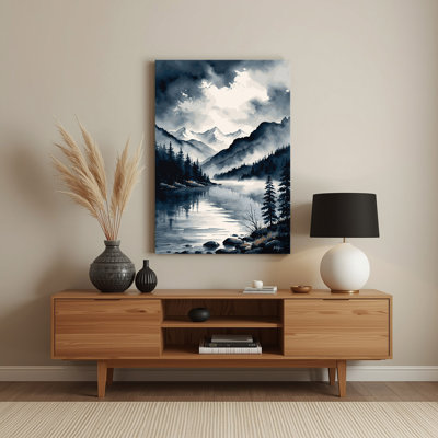 Aquarelle paysage 86, art mural gris en métal