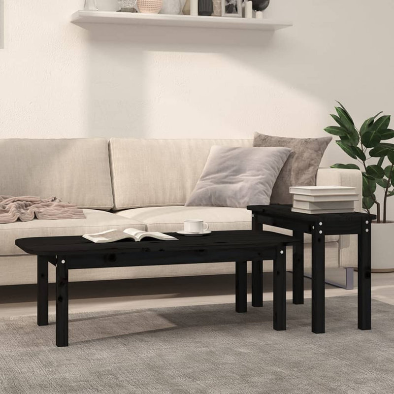 Wrenshall Solid Wood Four Leg Coffee Table, Black