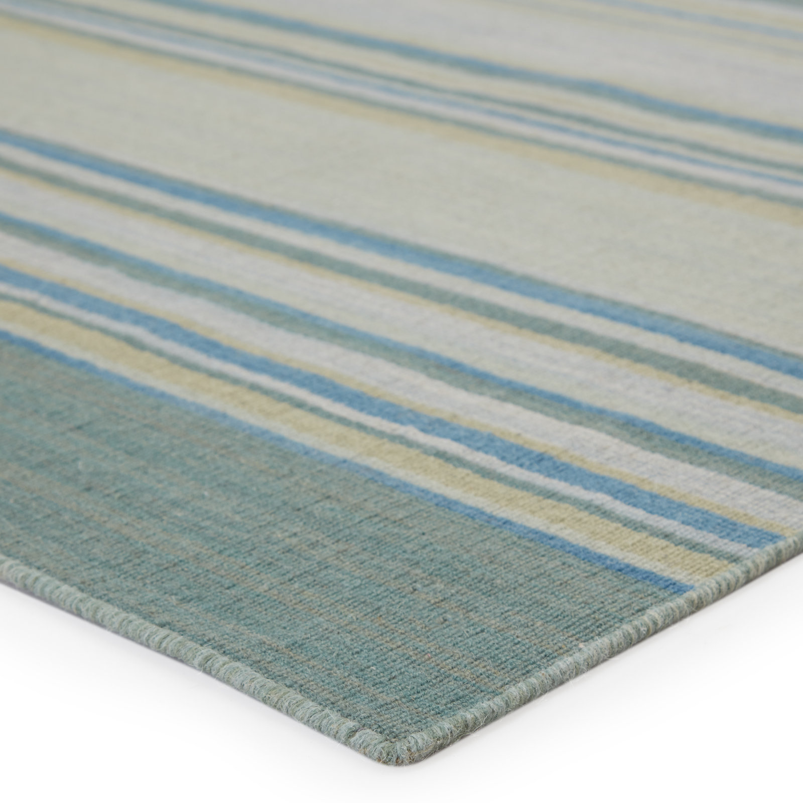 Creekmont Blue Hand-Woven Striped Wool Rug, Rectangle 8'10" x 11'9"	