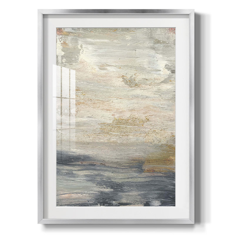 Serein I, reproduction d'art encadrée, Papier avec cadre argenté, Oui