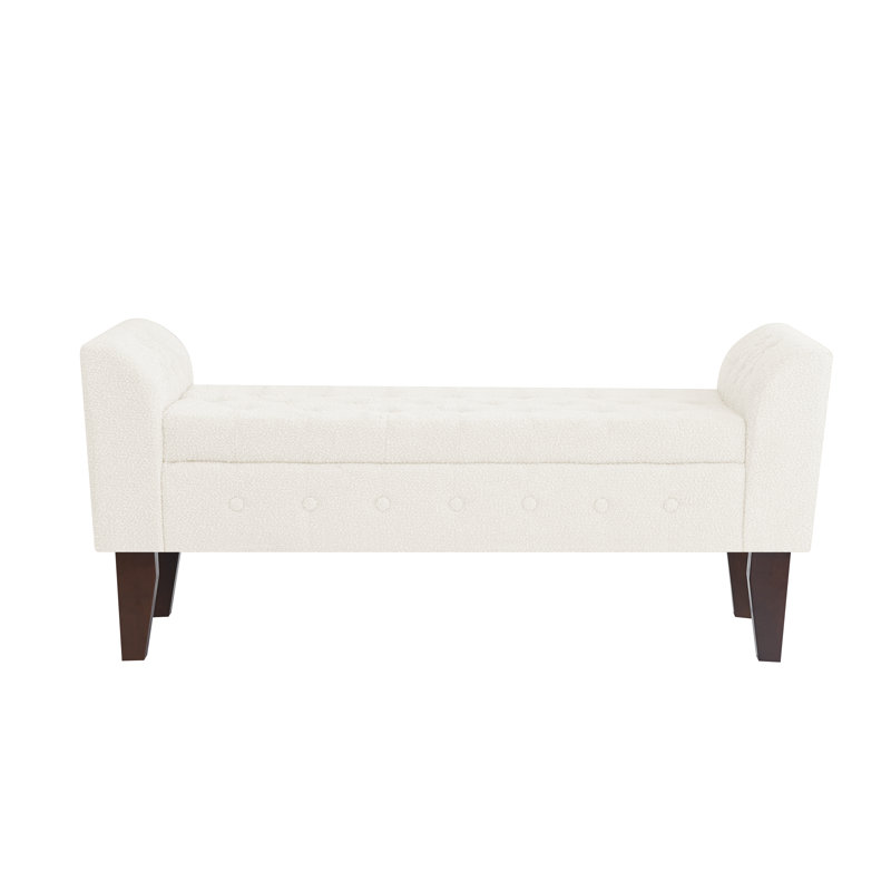 Pittsboro Oxford Upholstered Storage Bench, Cream Boucle