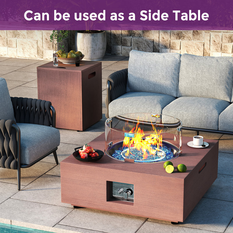 Walnut Finish Gas Cylinder For Fire Pit Table