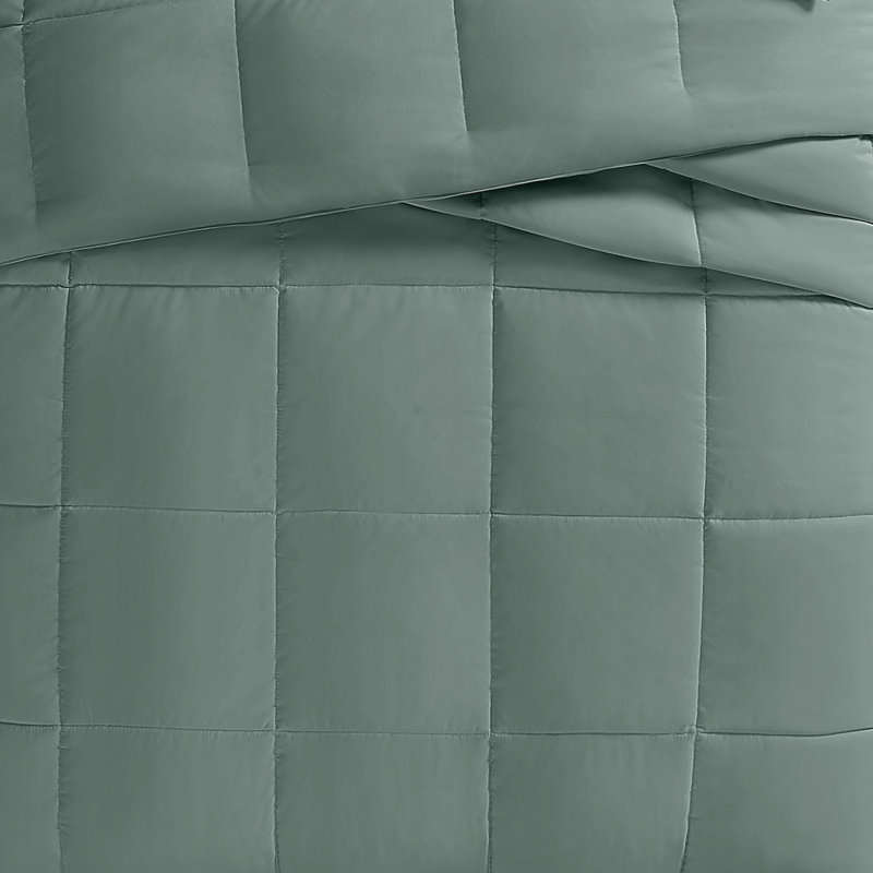 Ensemble d'édredon recyclé durable vraiment solide, Édredon pour lit simple TG + 1 taie décorative, Sauge
