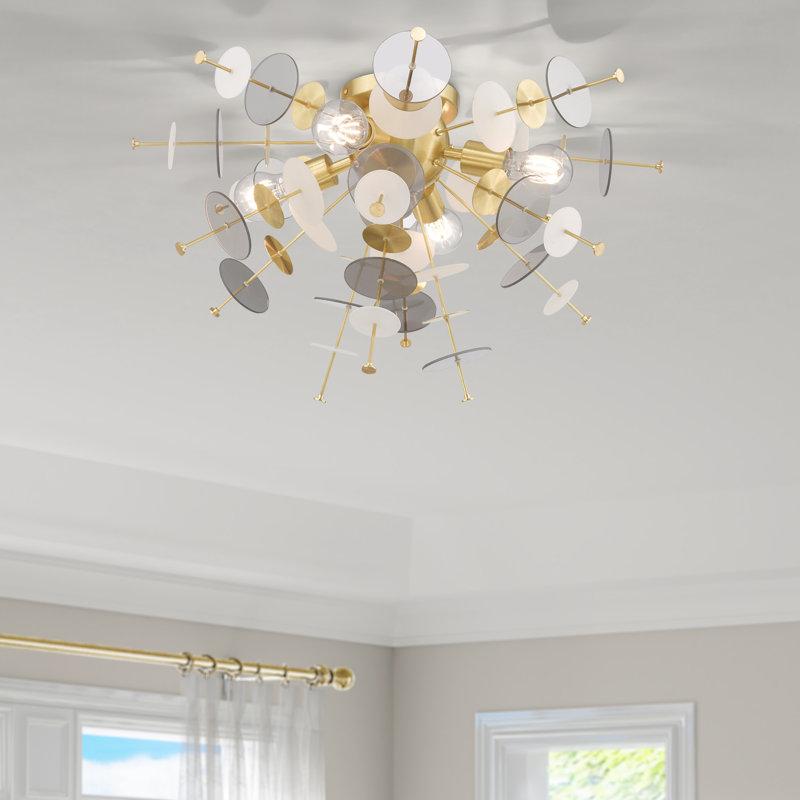 Plafonnier encastré 4 lumières Nichalaus, Laiton satiné