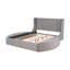 Lit plateforme tapissier en velours avec tête de lit à oreilles, 1 grand tiroir et 2 tabourets de rangement latéraux (gris)-144642424