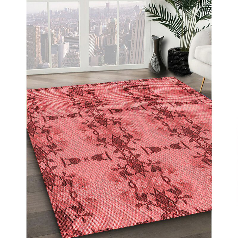 Tapis 100% à motifs lavables à la machine 2989 Pat3878-RD, Rond 8 pi
