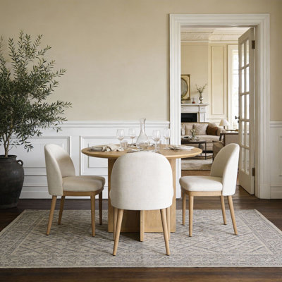 White Oak Veneer Round Pedestal Dining Table by Lark Manor