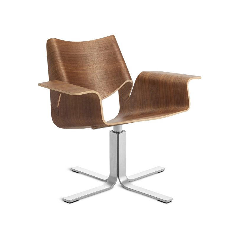 Buttercup Swivel Task Chair, Walnut/Stainless Steel