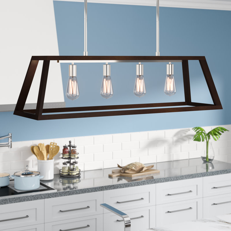 Cedric 4 - Light Kitchen Island Pendant, Satin Nickel