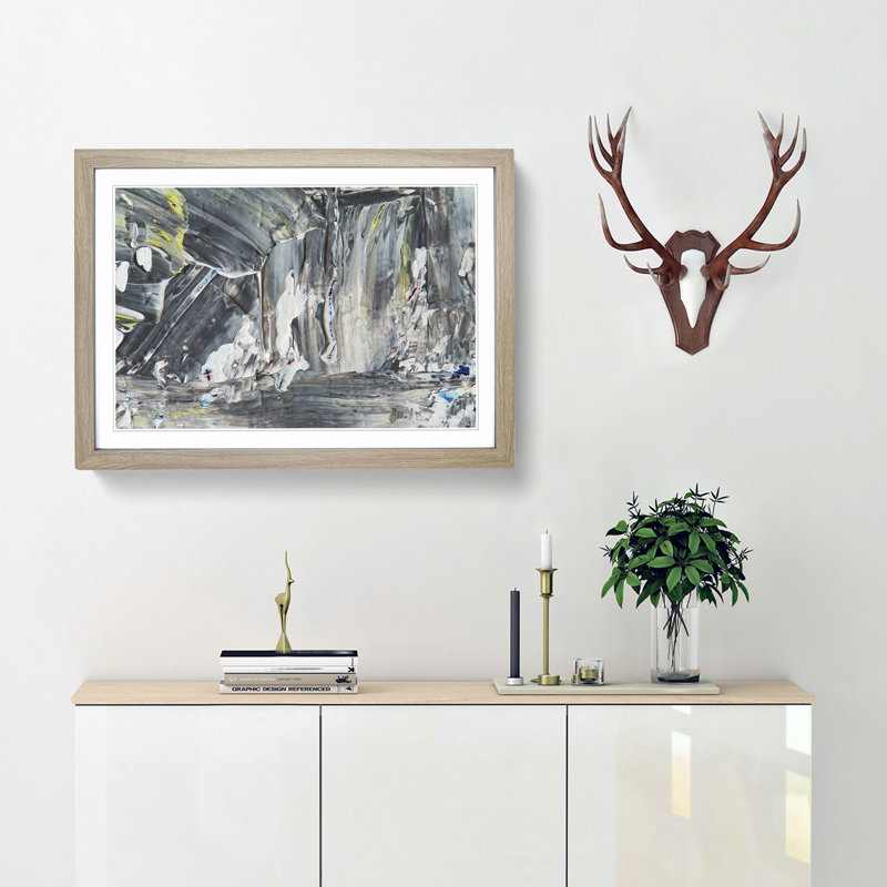 Abstract Art Painting Vol.226 by S.Johnson - Picture Frame Painting Print, 62cm H x 87cm W x 2cm D, Oak Framed