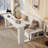 Queen Size Daybed with Removable Desk, Storage Drawers & Hydraulic Side Table, White-142555689-142555686