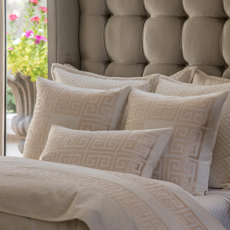 Guy Geometric Feather Throw Pillow, Ivory