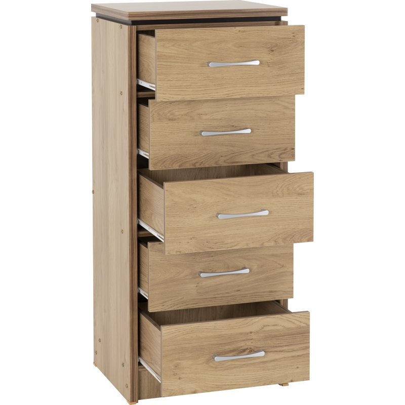 Charles 5 Drawer 50Cm W Solid Wood Tallboy