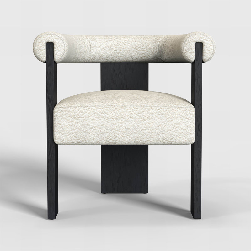 Upholstered Chesterfield Chair, White Fabric