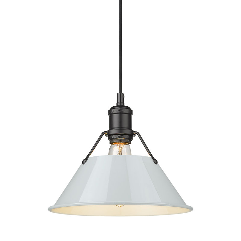 Luminaire suspendu conique à 1 lumière Weatherford, Noir mat, H 130 po x l 10 po x P 10 po, Bleu sombre