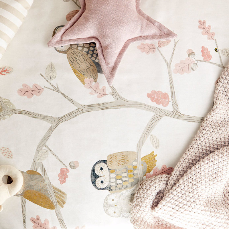 Little Owls Fabric, Powder