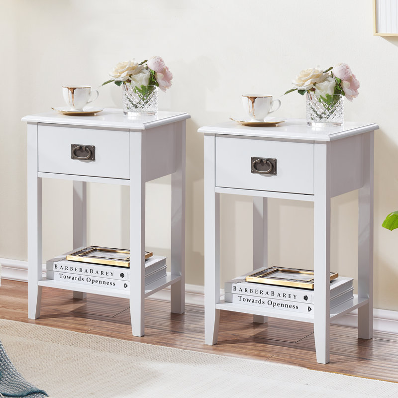 Miramontes 15.7'' W Nightstand, White, Set of 2