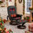 Massage Recliner with Ottoman Swivel Wood Base, Adjustable Recline, Faux Leather Lounge Chair with Footrest for Living Room and Bedroom, Black-1072412361