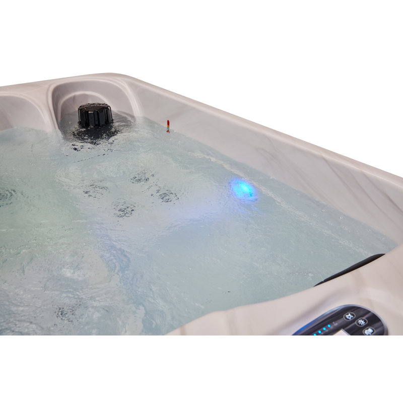 Gray Polyethylene 2-Person Rectangle Hot Tub with Electric Heater
