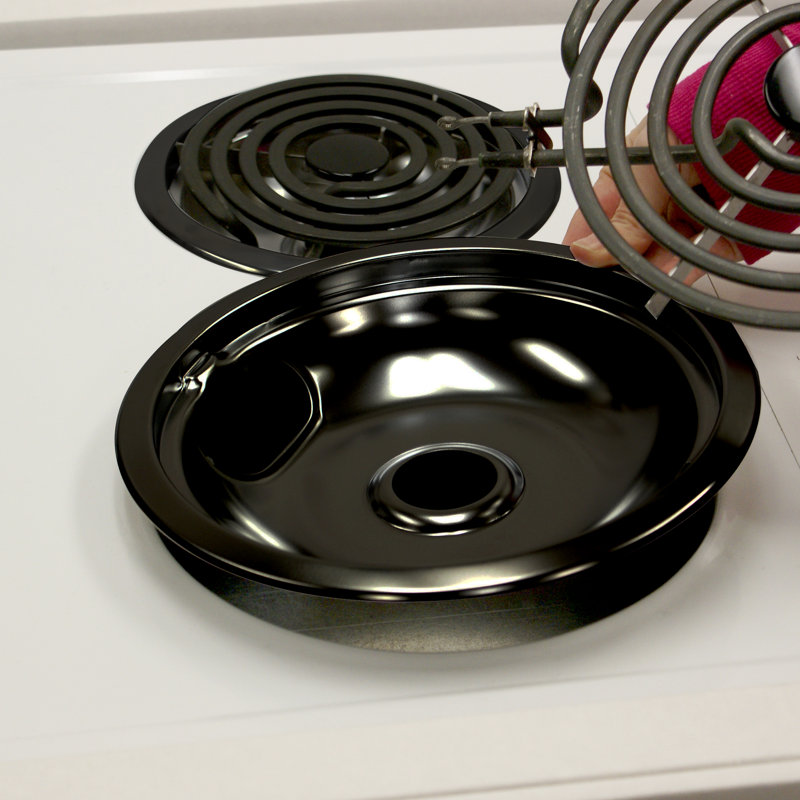 4 Piece Cooktop Style B Plug-in Electric Range Drip Pan Set, Black