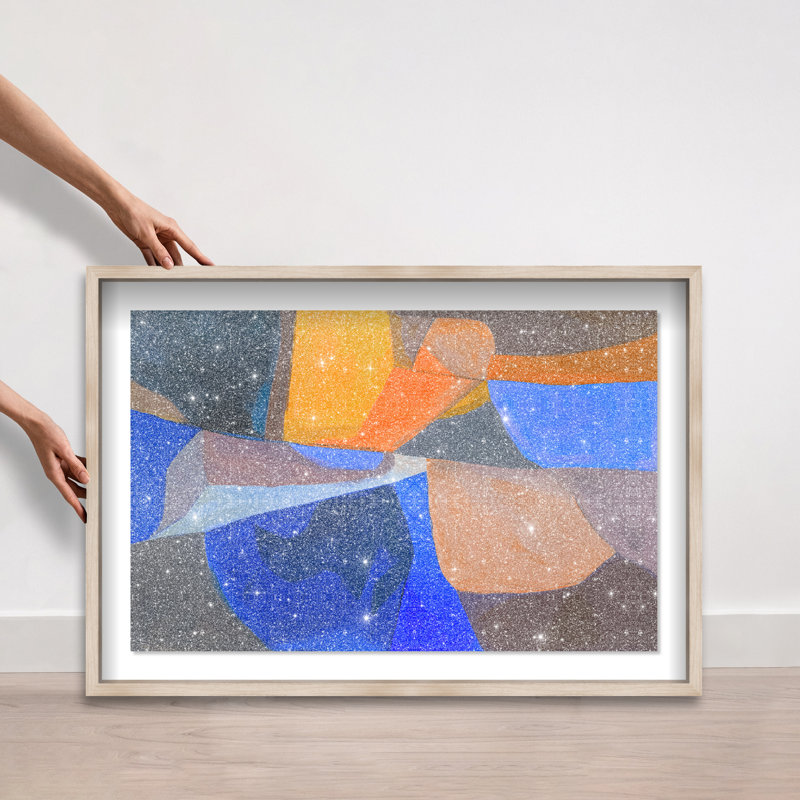 Patchwork Dream III Shadowbox Abstract Print by Oliver Gal, Black Frame, 15 x 10, 25.5"H x 37.5"W, Natural Oak Frame