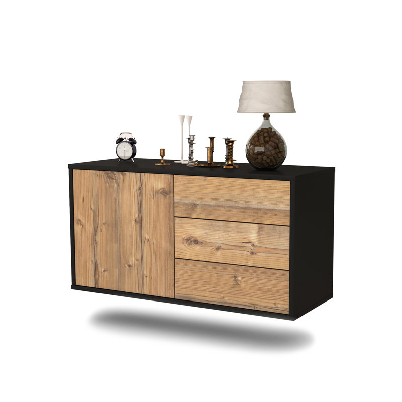 Linsley Unfinished Floating TV Stand, Pine
