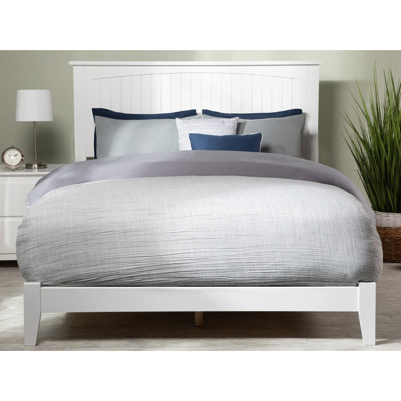 Nantucket Low Profile Solid Wood Platform Bed, King, White