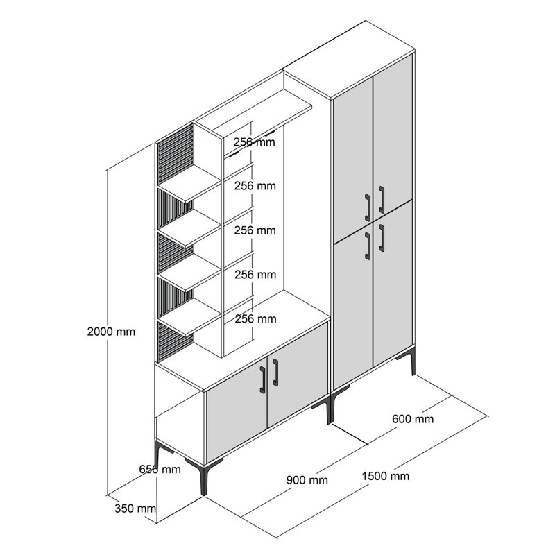 Arbre d'entrée Ashala avec rangement pour chaussures, Noyer / anthracite