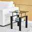 19.7" High 2-tier Square Glass Top End Table With Storage,2 Set Of  Side Table For Bedroom Living Room