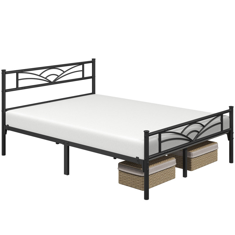 3Ft Single Metal Bed Frame, Double (4'6), Black
