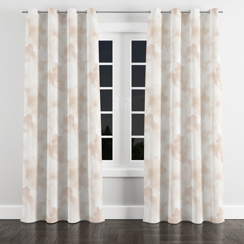 Abstract Room Darkening Curtains - Modern Bottieri Grommet Curtain - 1 Panel, 52" W x 63" L, Silver Grommets