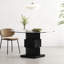 Black Tempered Glass Kitchen Table With Spacious Leg Space Round Lacquered Dining 10mm Thick Top
