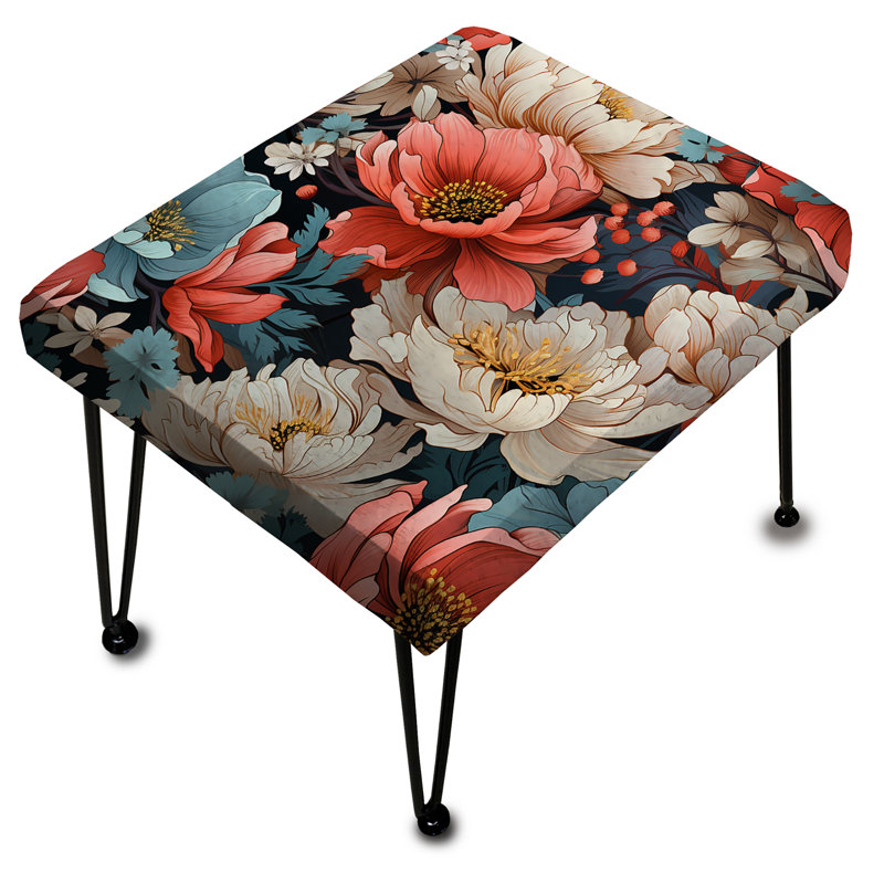 Pink And Beige Modern Floral Fusion Symphony - Floral Rectangle Ottoman