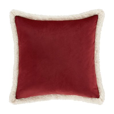 Casey Sherpa - Crimson 18" Square Quilted Decorative Throw Pillow