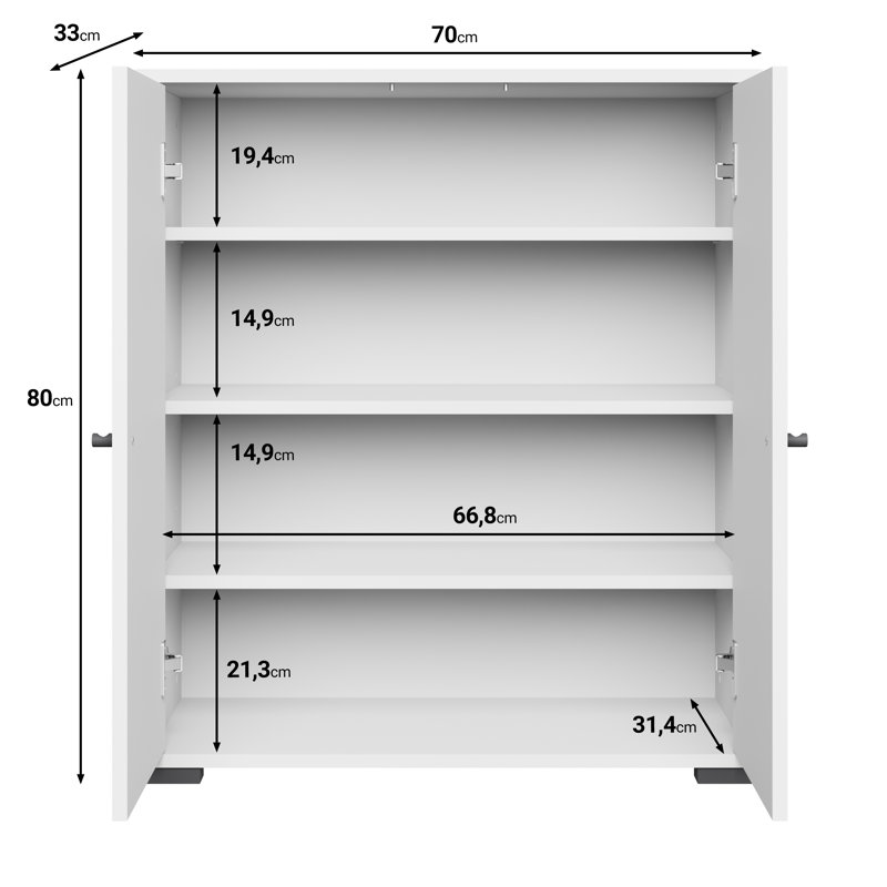 Temia Laminate 2 - Door Rectangle Accent Cabinet, White