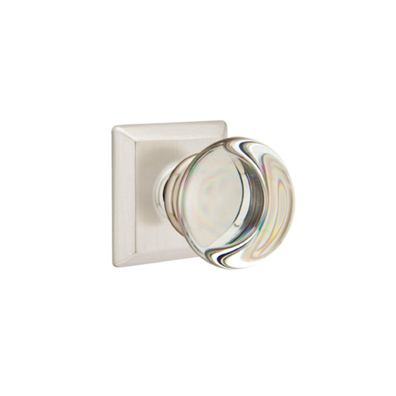 Double Dummy Providence Crystal Knob with Quincy Rose, Satin Nickel