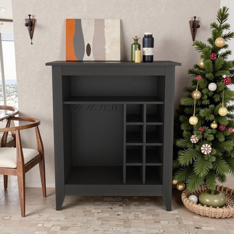 Bar polyvalent avec rangement pour le vin et surface de préparation, Noir