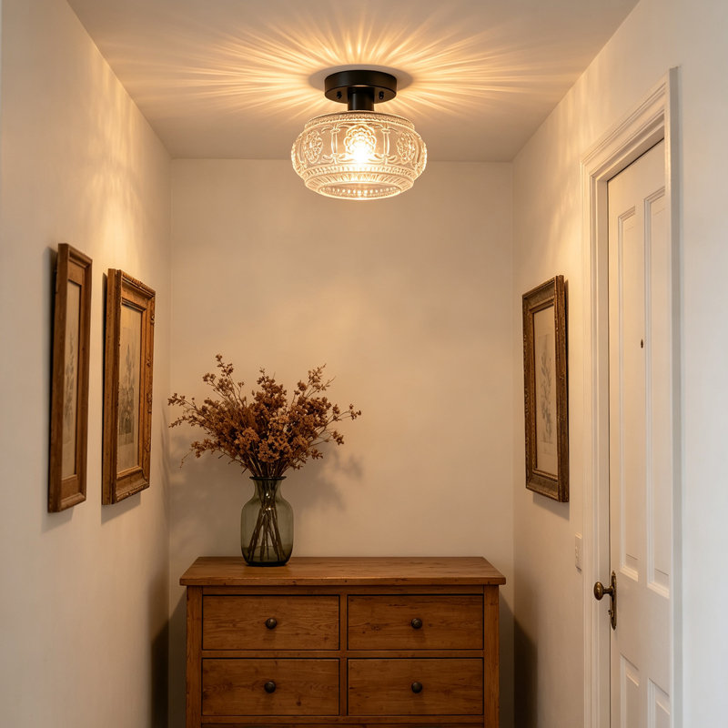 Plafonnier semi-encastré moderne de 9,4 pouces à 1 lumière