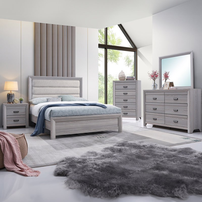 Panel Bed Plush Channel Tufted Headboard, Twin