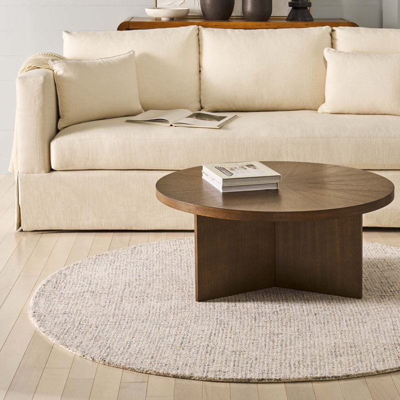 Martha Stewart Hand Tufted Wool Cotton Rug in Light Grey/Ivory, Round 6'