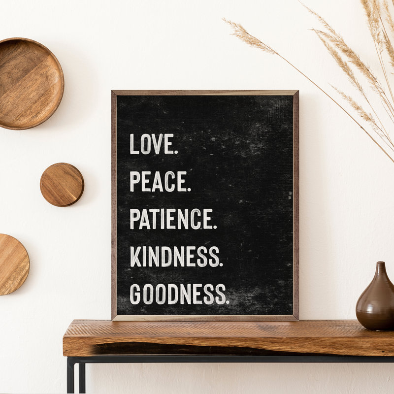 Love Peace Patience Kindness Goodness - noir, Noir, L 16 po x H 20 po